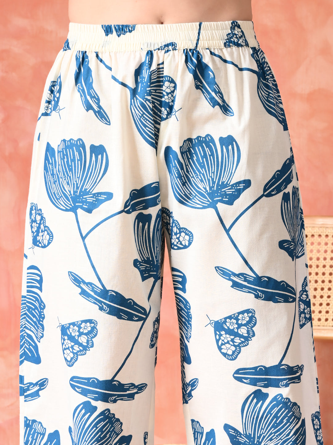 Floral Printed A-Line Kurta With Trousers