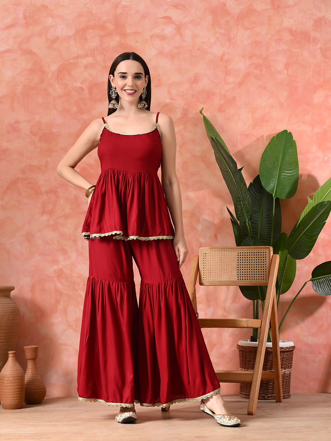 A-Line Kurti With Sharara & Dupatta