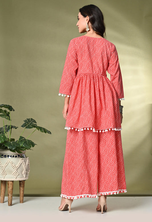 Striped Pure Cotton Kurta With Palazzos