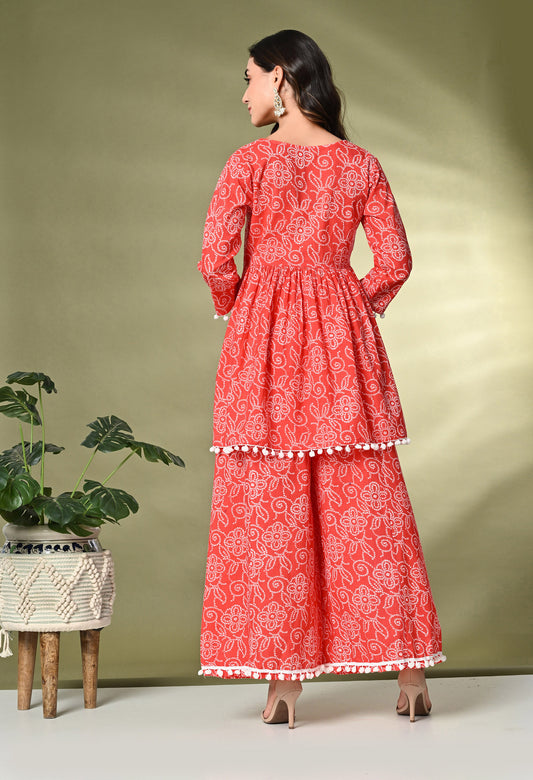 Printed Pure Cotton Kurti With Palazzo