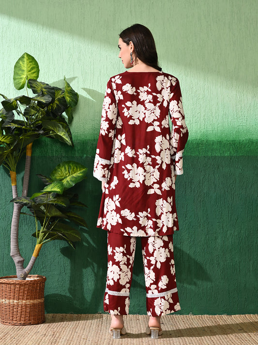 Printed A-Line Kurta With Trouser