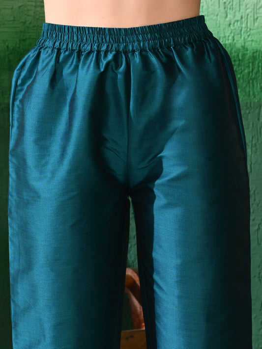 Embroidered Ethnic A-Line Kurta With Trousers