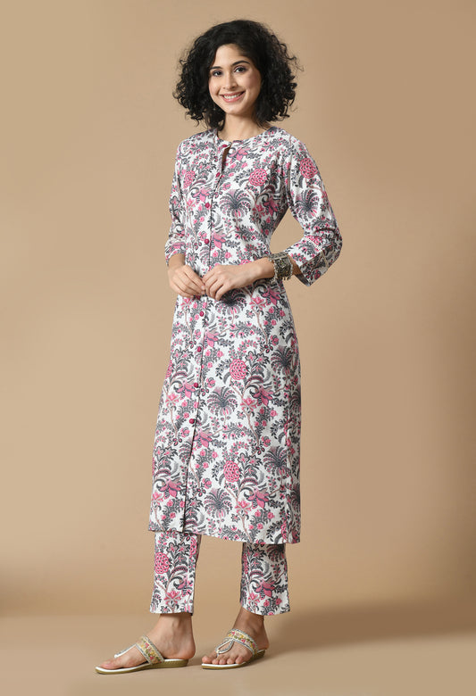 Floral Printed Straight Kurta With Palazzo