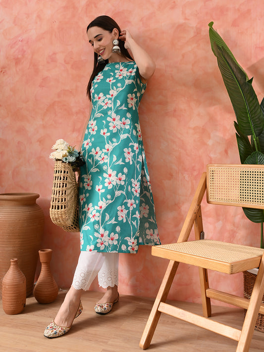 Floral Printed A-Line Kurta With Trouser