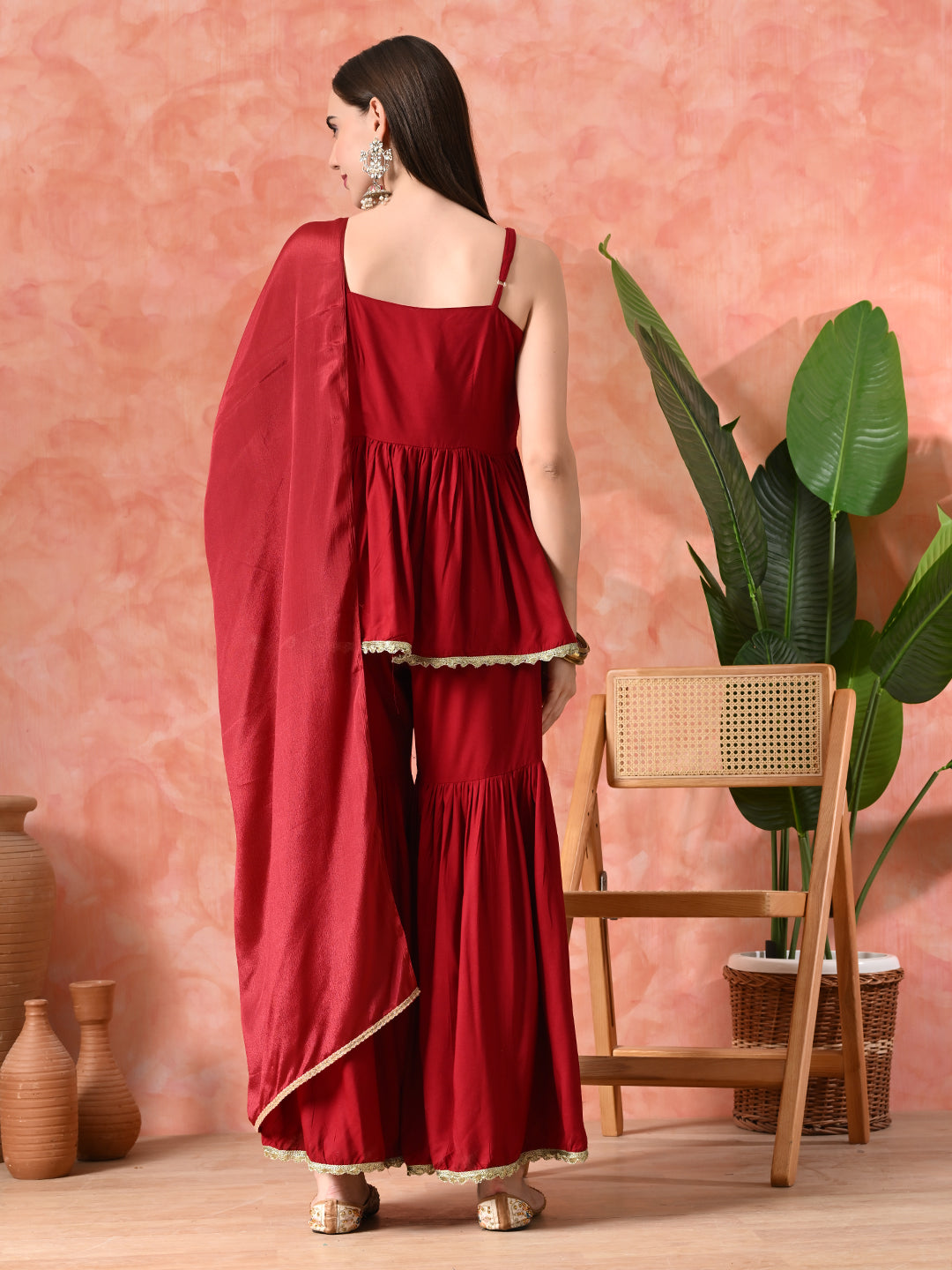 A-Line Kurti With Sharara & Dupatta