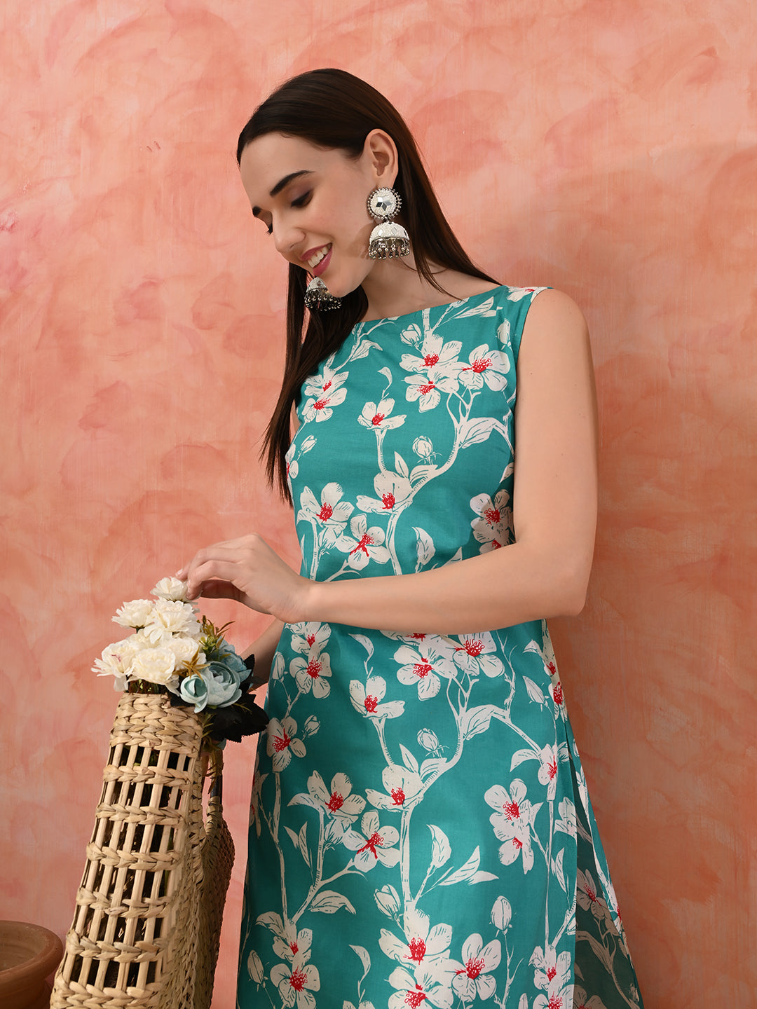 Floral Printed A-Line Kurta With Trouser