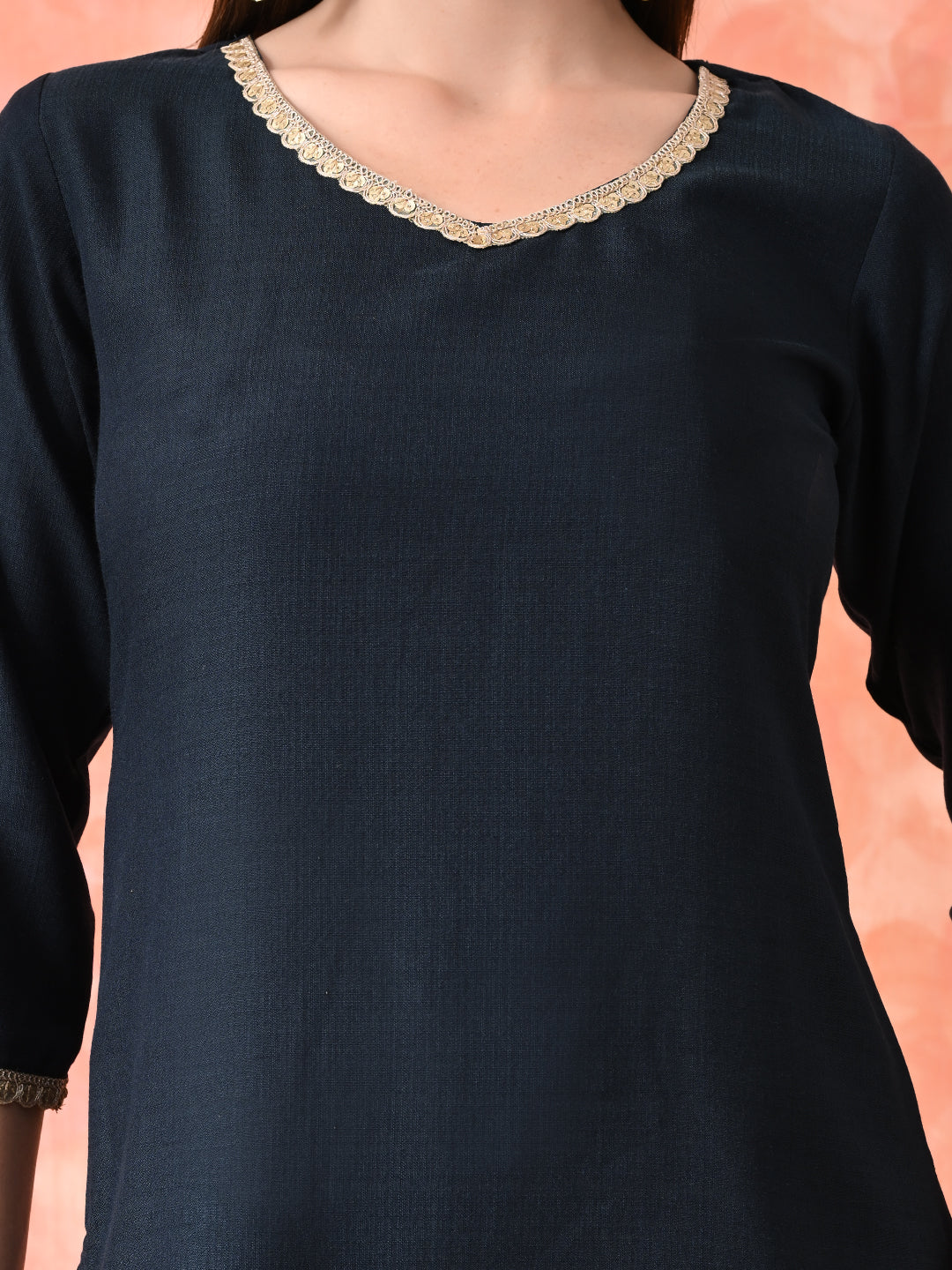 Printed Round Neck A-Line Kurta With Trousers & Dupatta