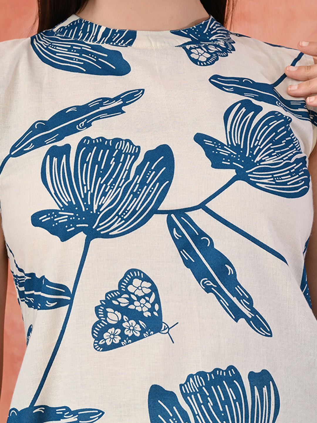 Floral Printed A-Line Kurta With Trousers