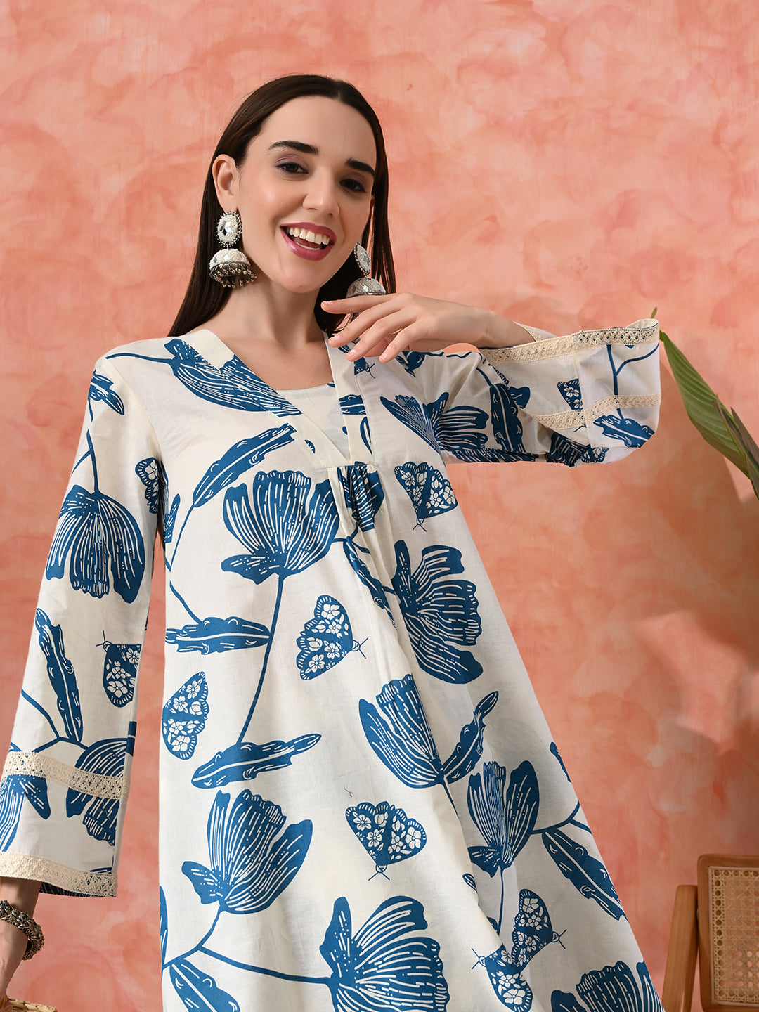 Printed Pure Cotton A-Line Kurta With Palazzos