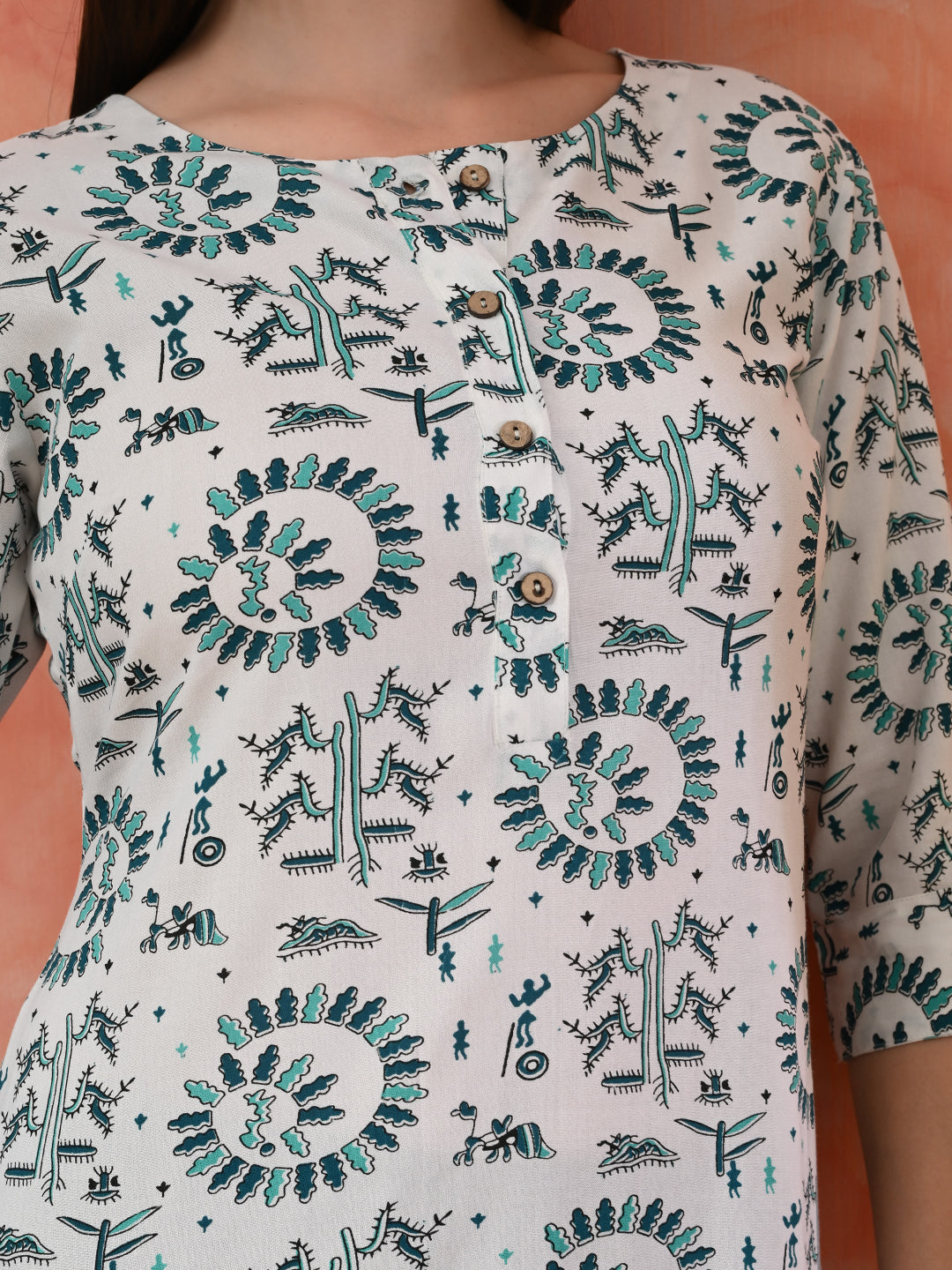 Floral Printed Round Neck Straight Kurta
