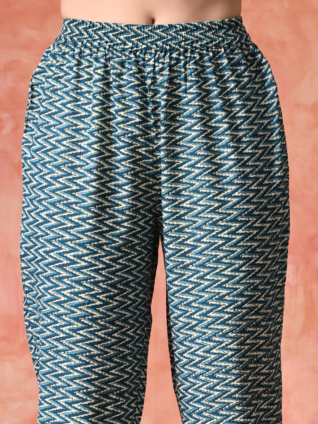 Printed A-Line Kurta With Trousers & Dupatta