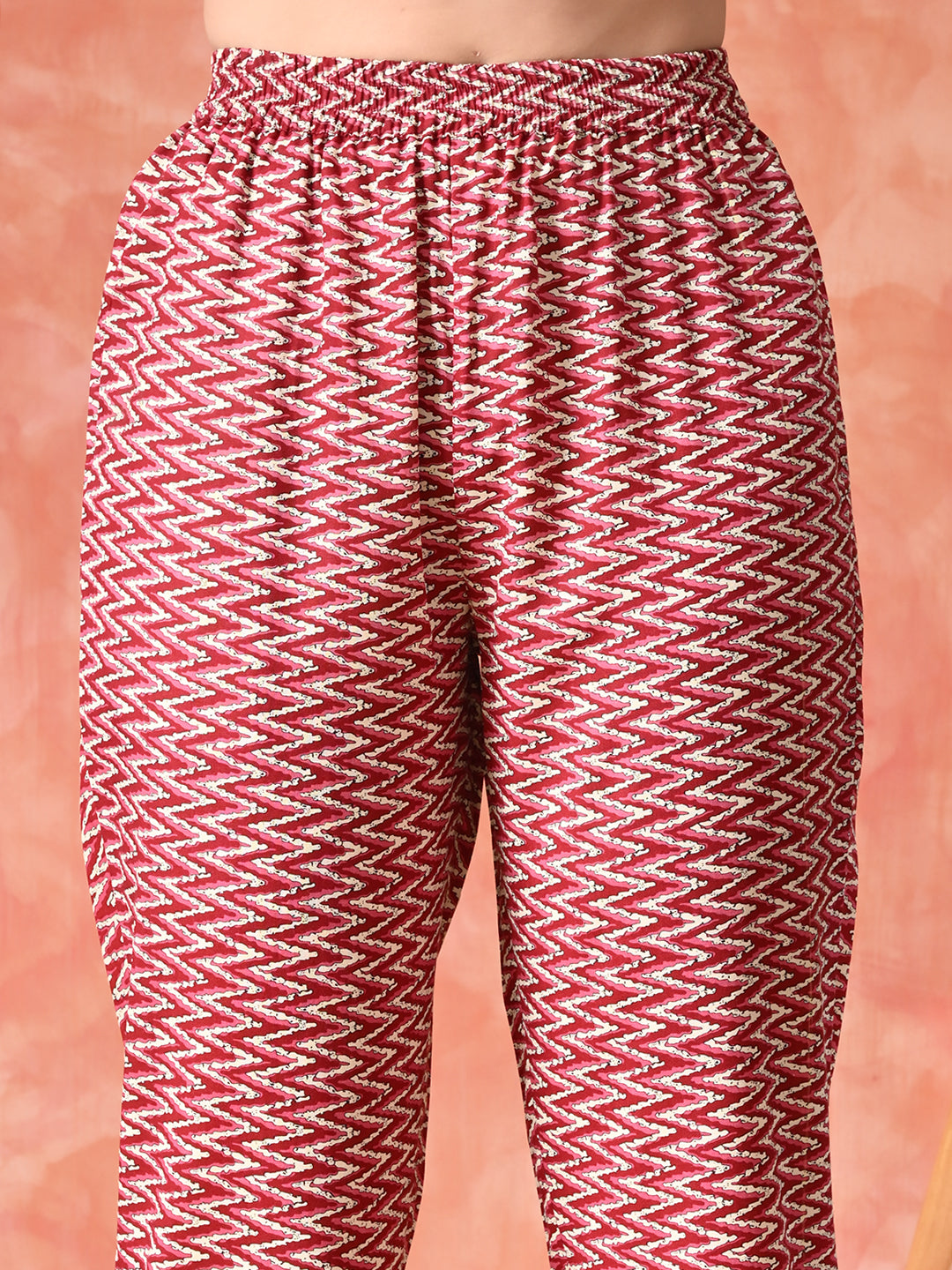 Printed A-Line Kurta With Trousers & Dupatta