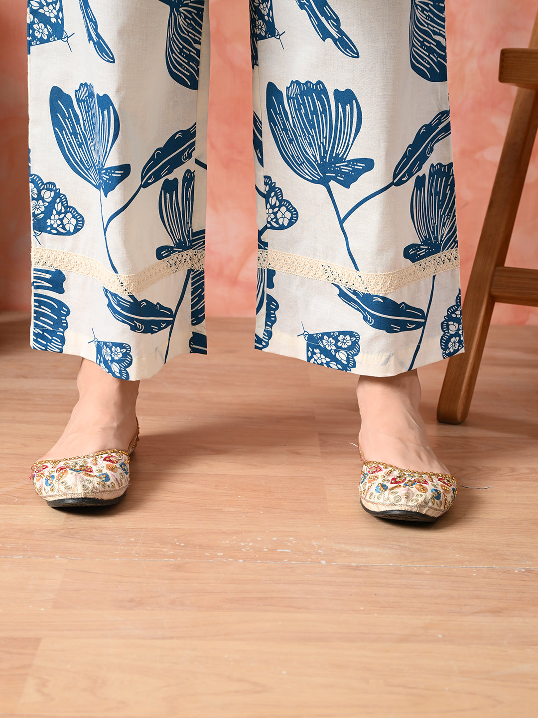 Printed Pure Cotton A-Line Kurta With Palazzos