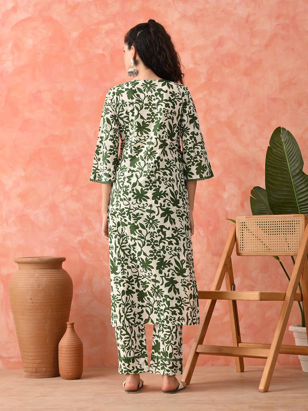 Floral Printed Pure Cotton A-Line Kurta & Palazzo