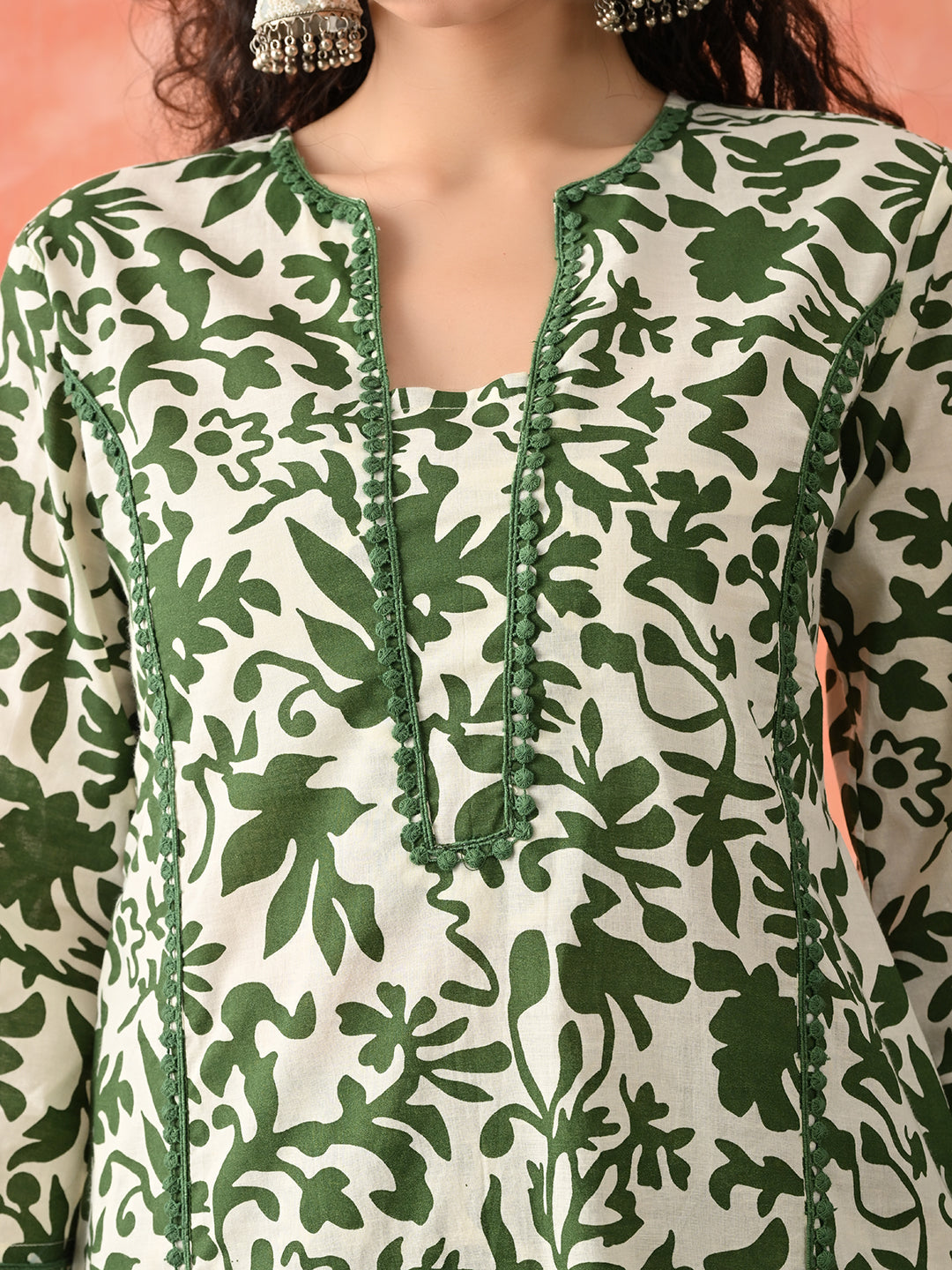 Floral Printed Pure Cotton A-Line Kurta & Palazzo