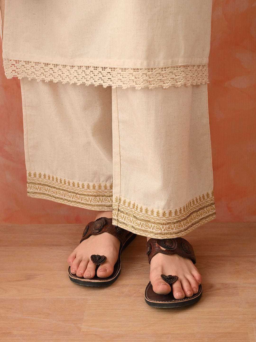 Women Embroidered Pure Cotton Straight Kurta Set