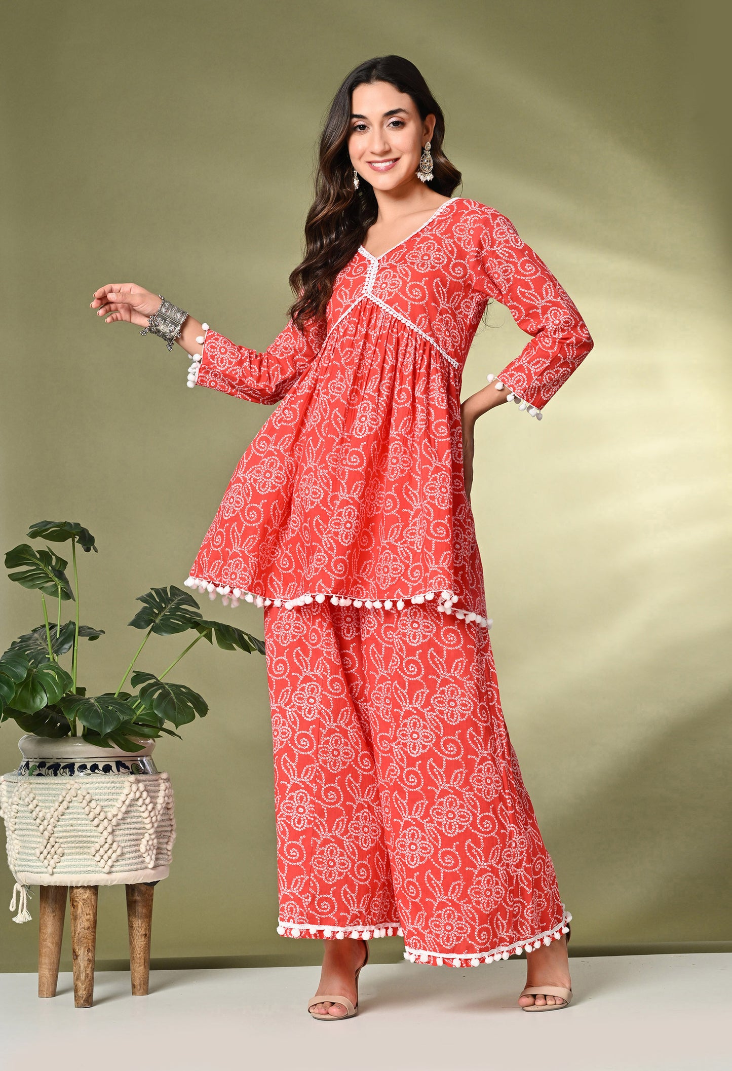 Printed Pure Cotton Kurti With Palazzo