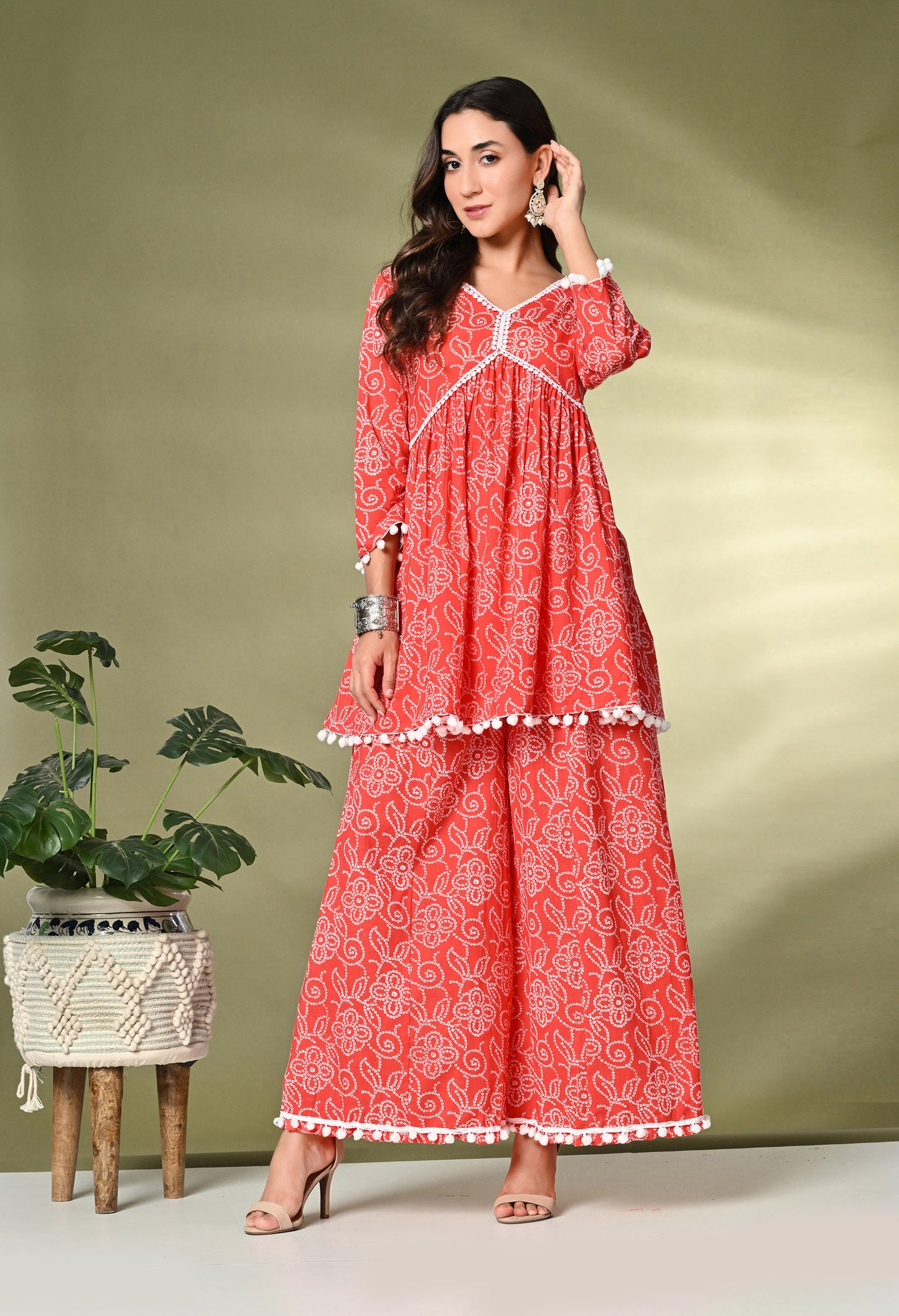 Printed Pure Cotton Kurti With Palazzo