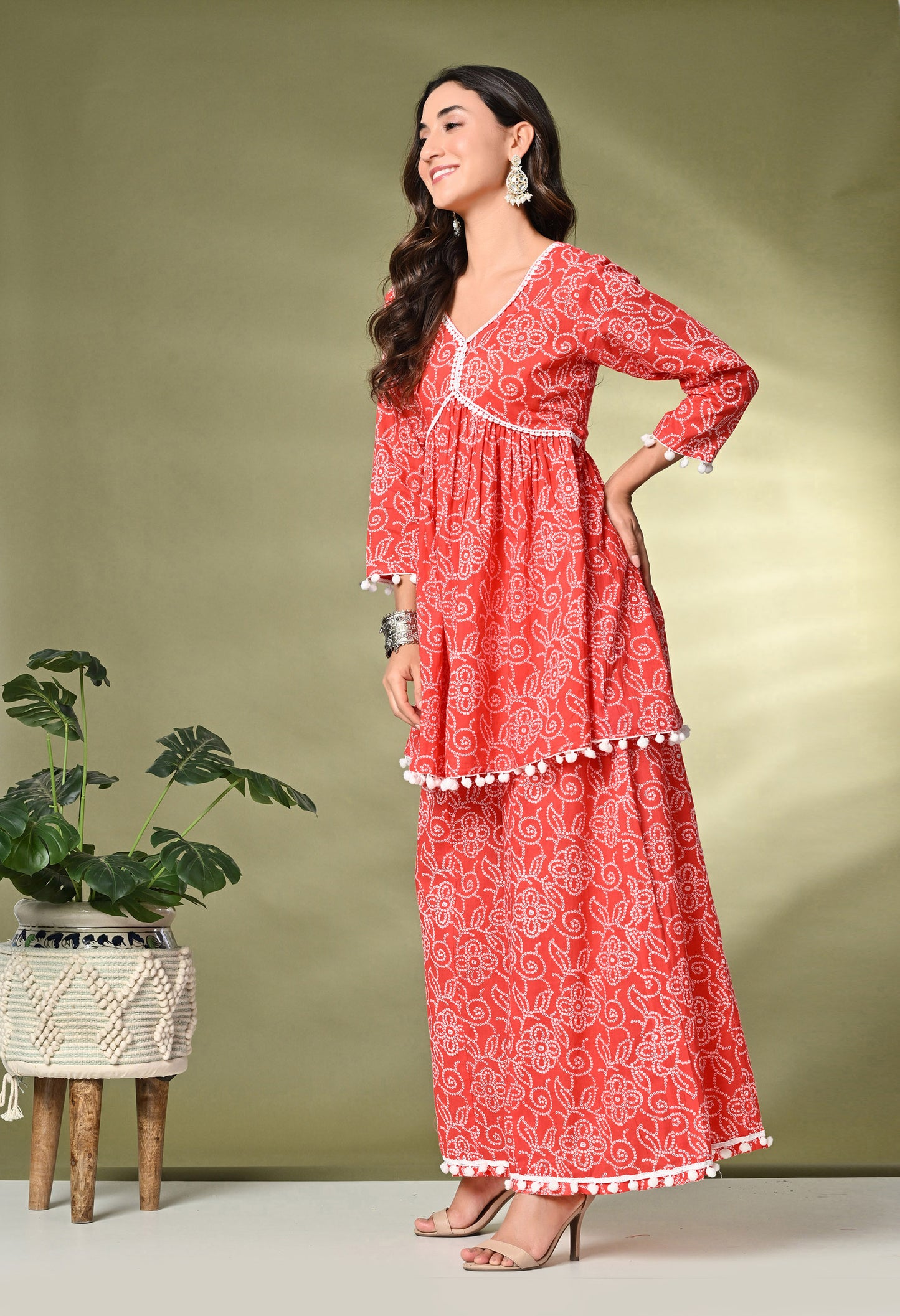 Printed Pure Cotton Kurti With Palazzo