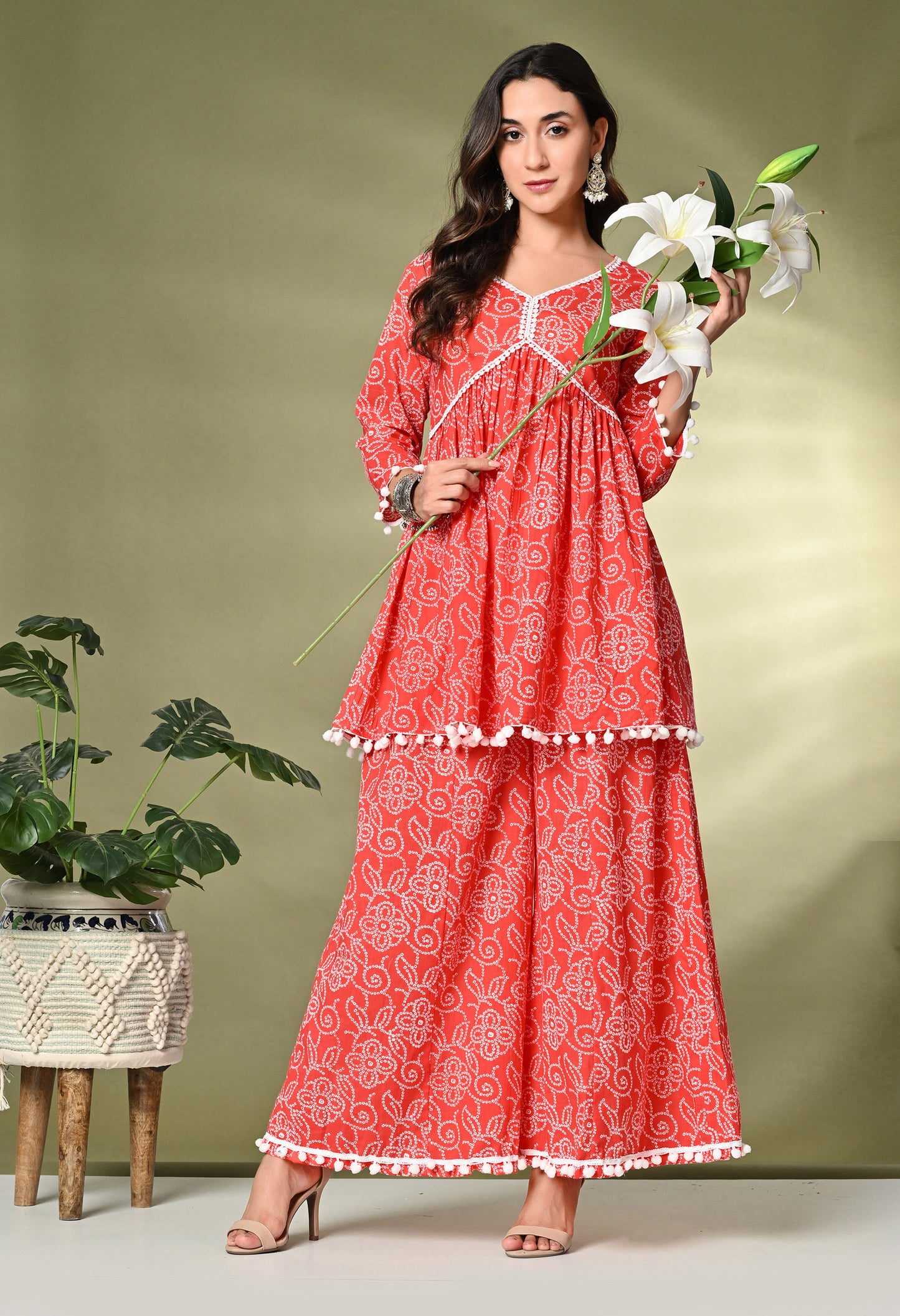 Printed Pure Cotton Kurti With Palazzo