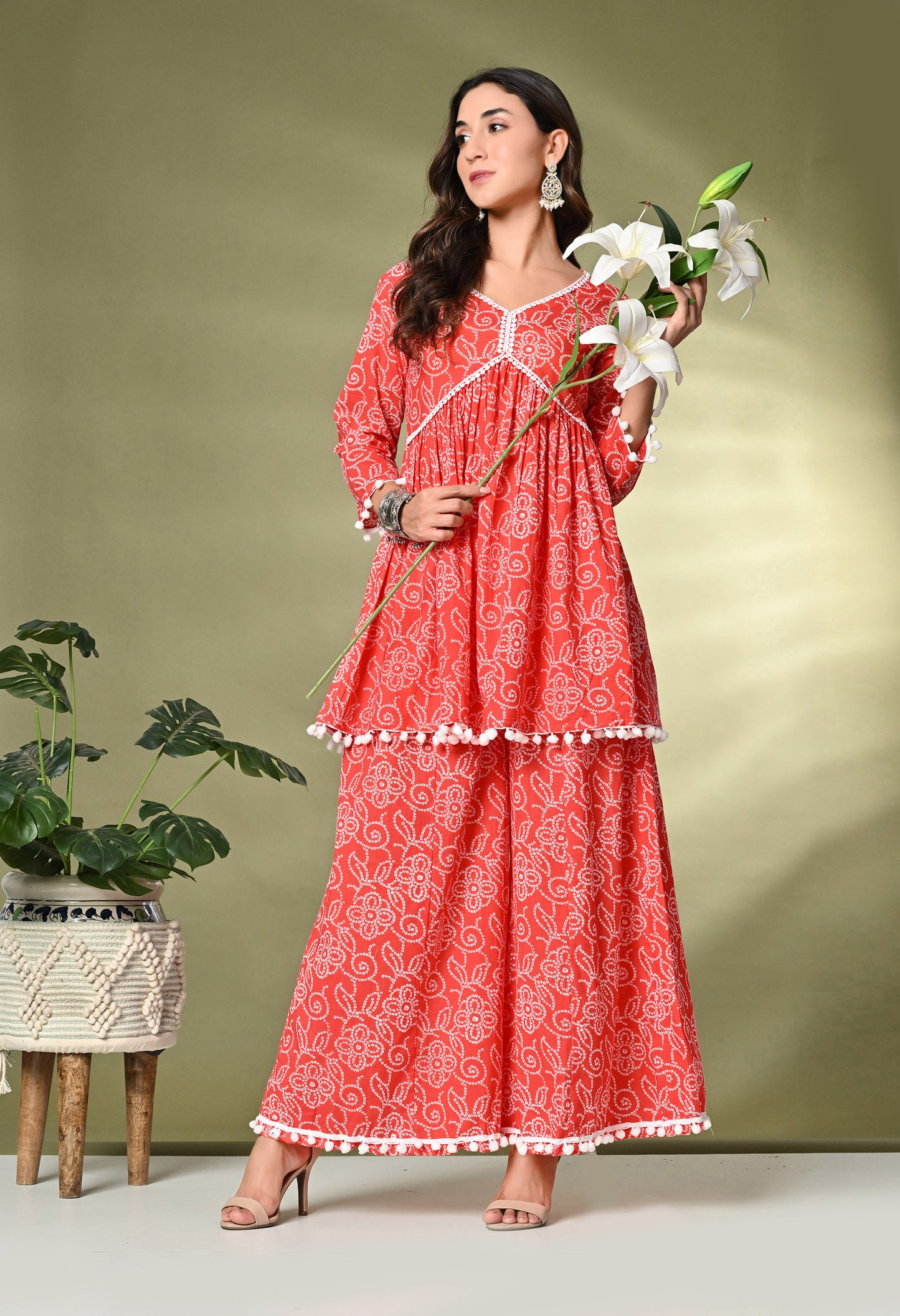 Printed Pure Cotton Kurti With Palazzo