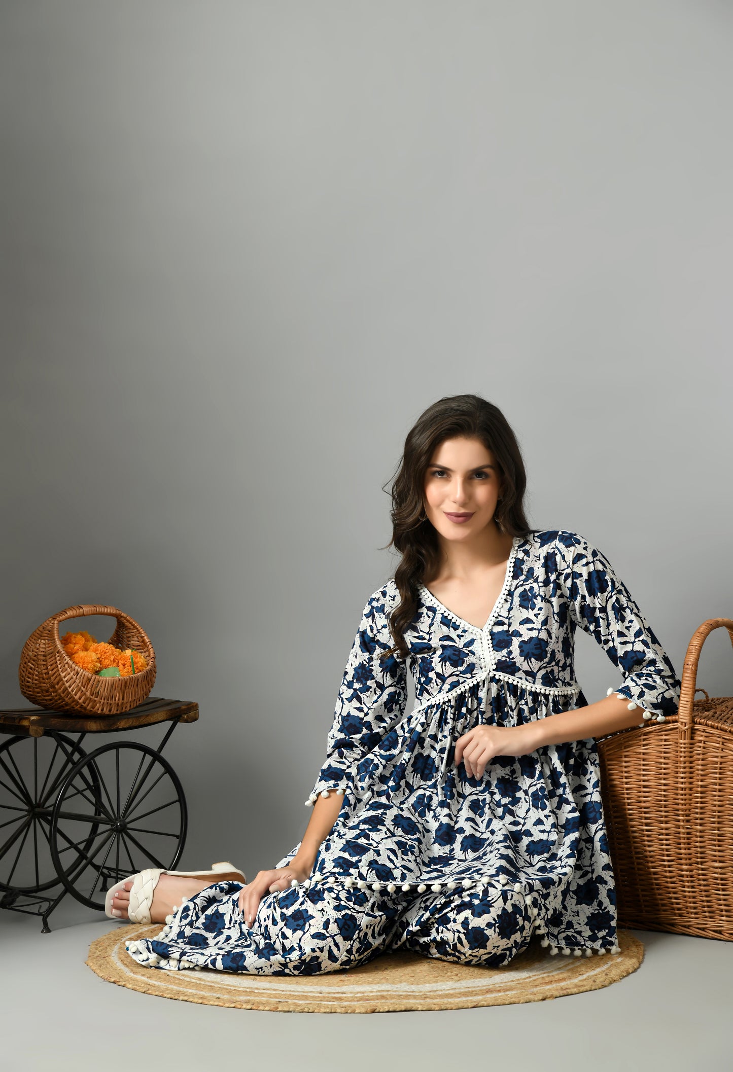 Floral Printed Pure Cotton Kurta with Palazzos