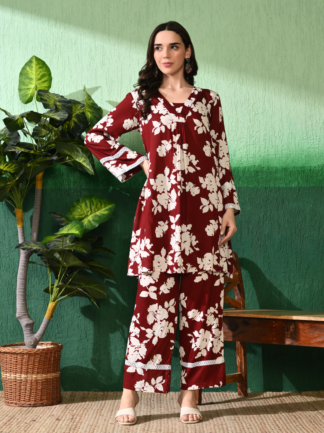 Printed A-Line Kurta With Trouser