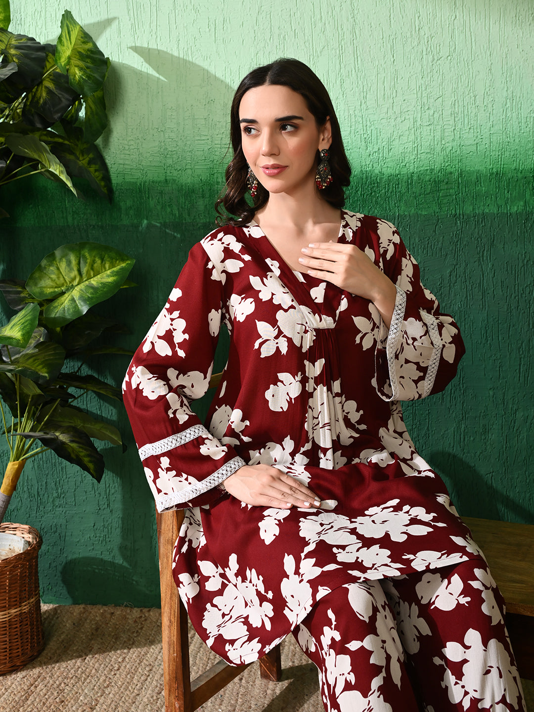 Printed A-Line Kurta With Trouser