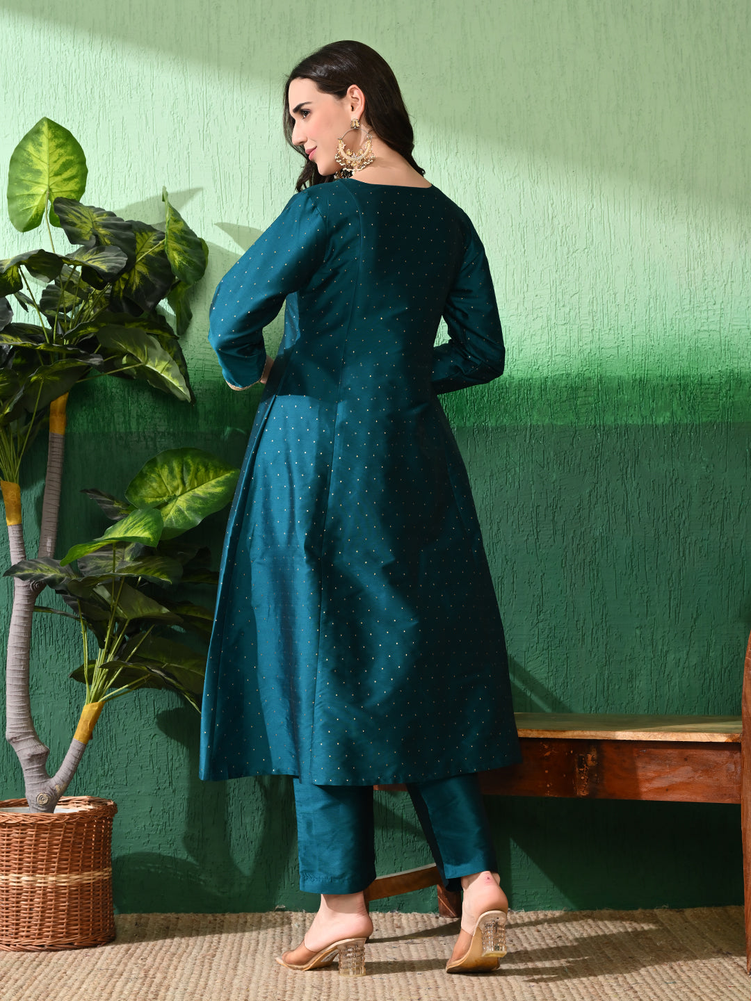 Embroidered Ethnic A-Line Kurta With Trousers
