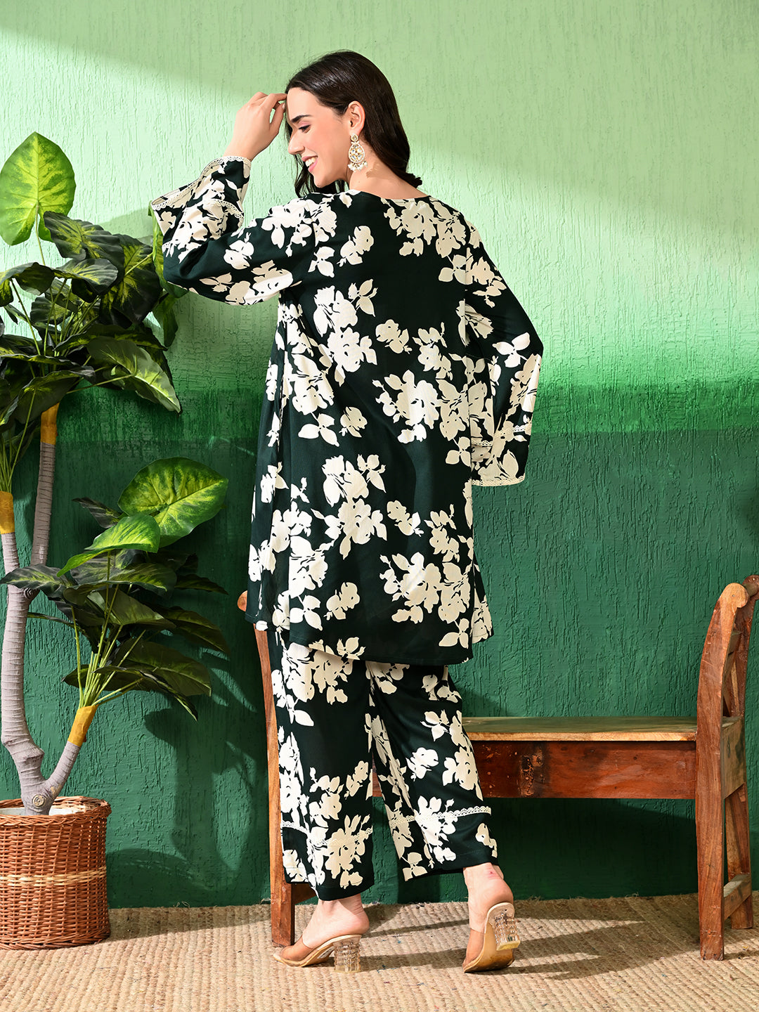 Printed A-Line Kurti With Trouser