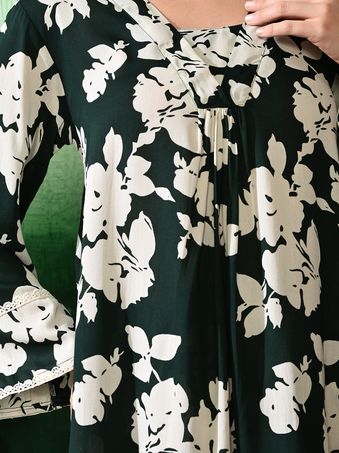 Printed A-Line Kurti With Trouser