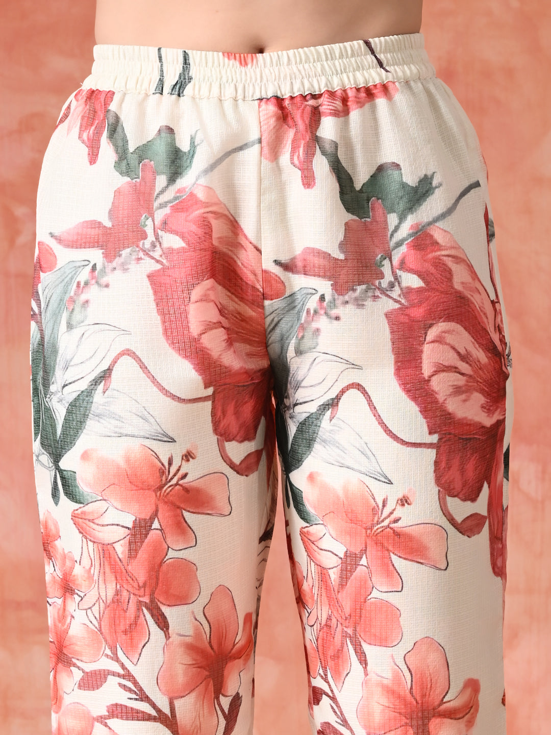 Elegant Floral Print Kota Check Kurta Set for Women | Festive Ethnic Wear