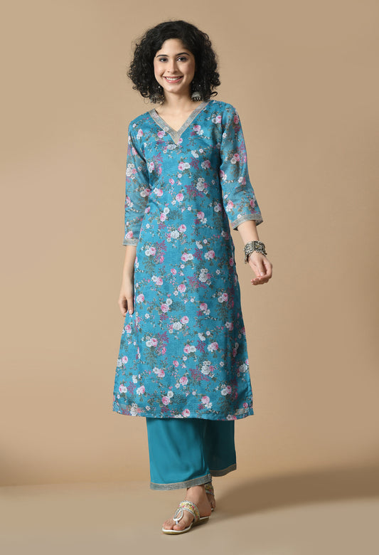 Floral Printed A-Line Kurta