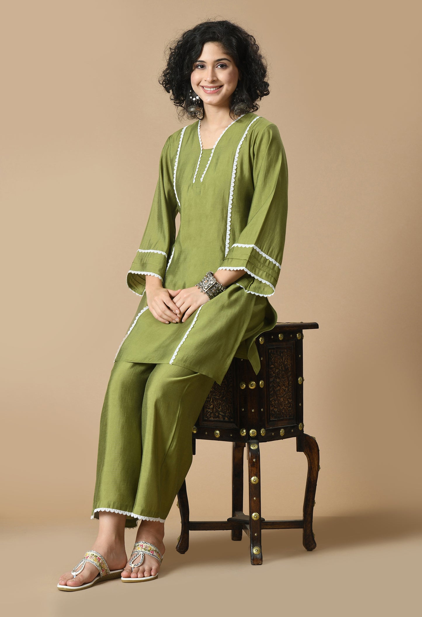 V-Neck Kurta with Palazzos