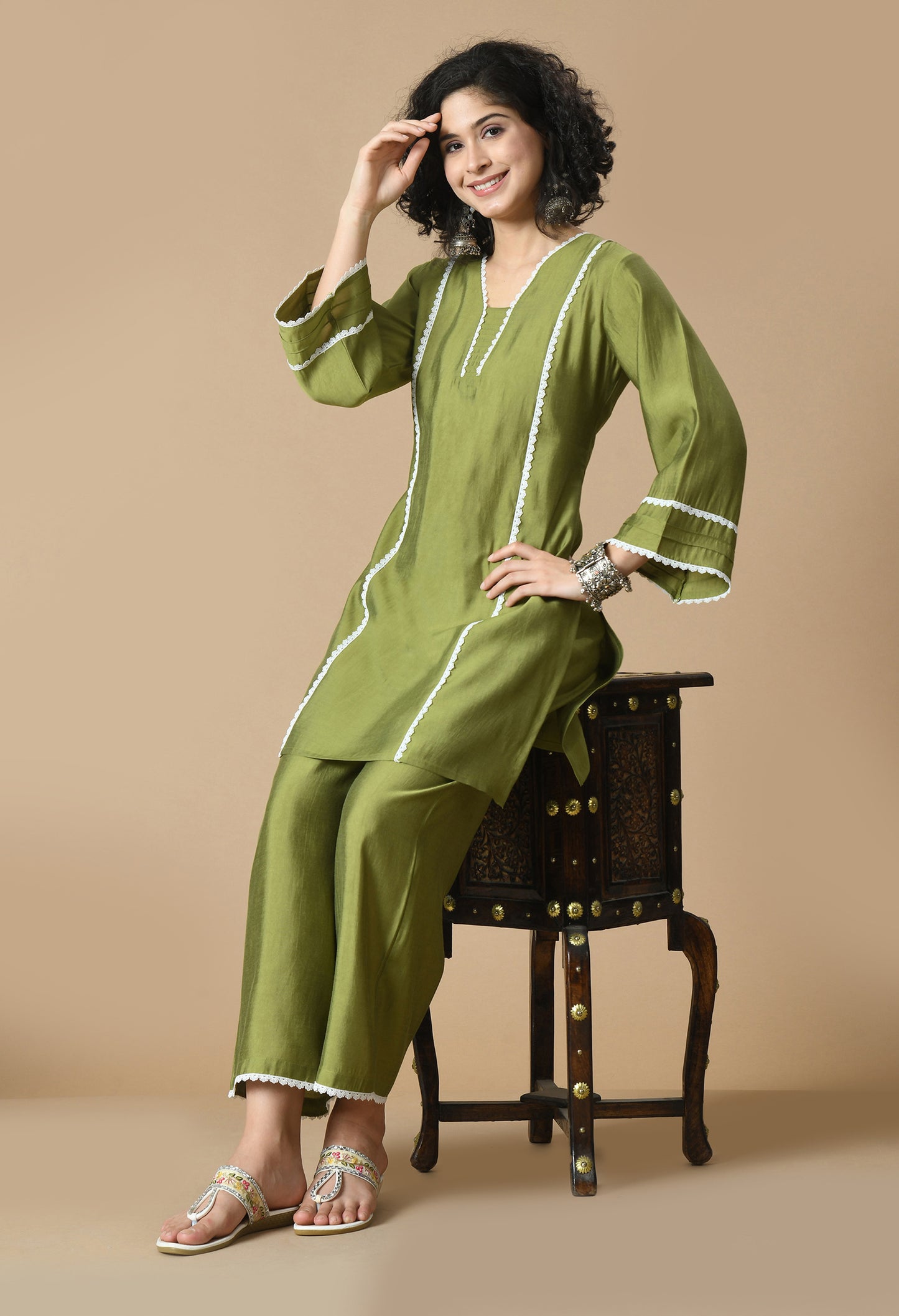 V-Neck Kurta with Palazzos