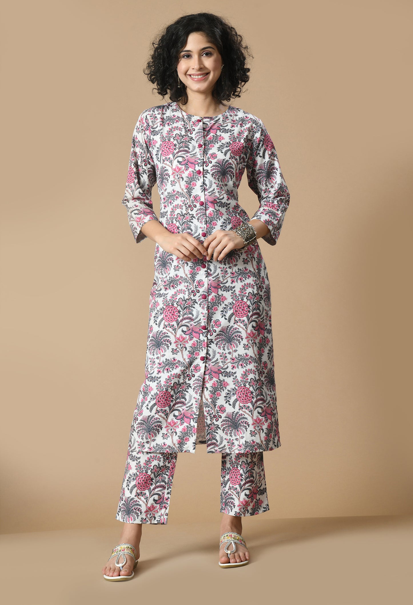 Floral Printed Straight Kurta With Palazzo