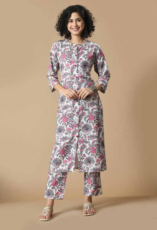 Floral Printed Straight Kurta With Palazzo